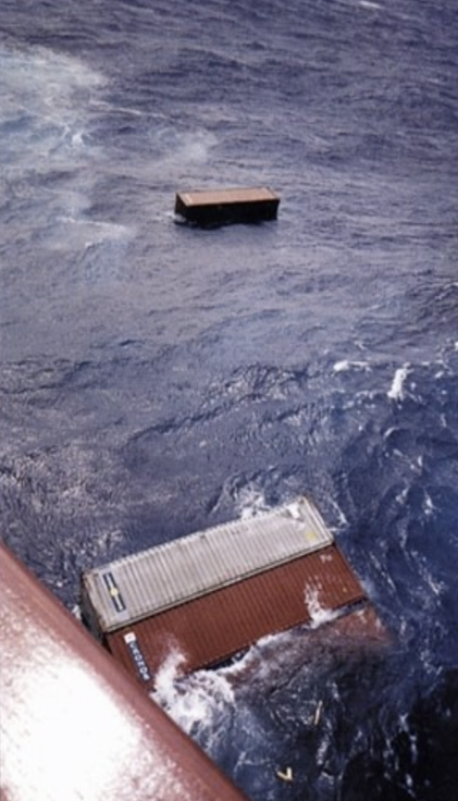 cargo container went overboard onto the sea